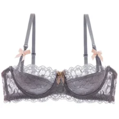 French Pure Passion Bow Shaped Shoulder Strap Lace Sexy Half Cup Push Up Bra Set Women's Thin Lingerie Big Breast Small Cup S-XL